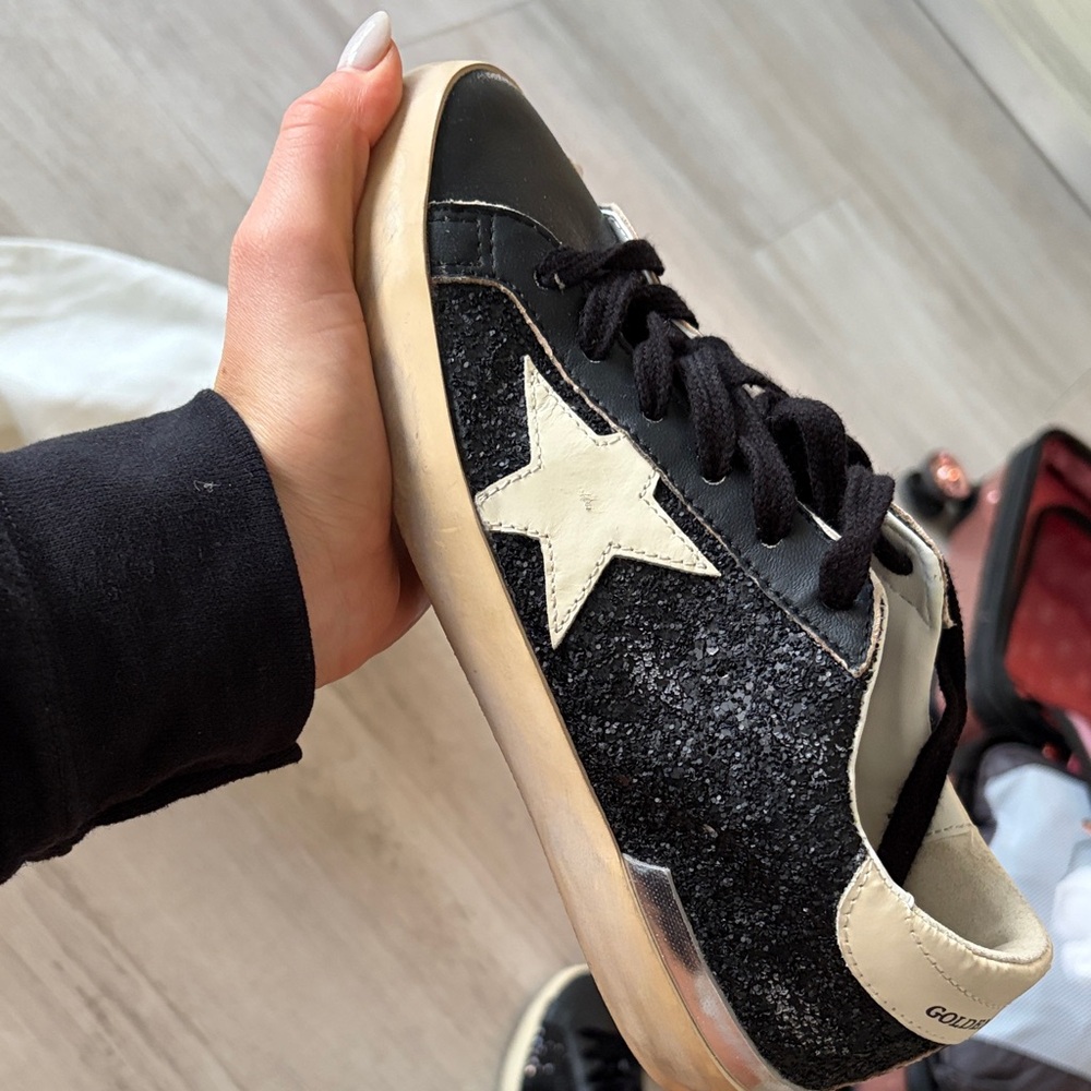 Women's Black and White Star Sneakers